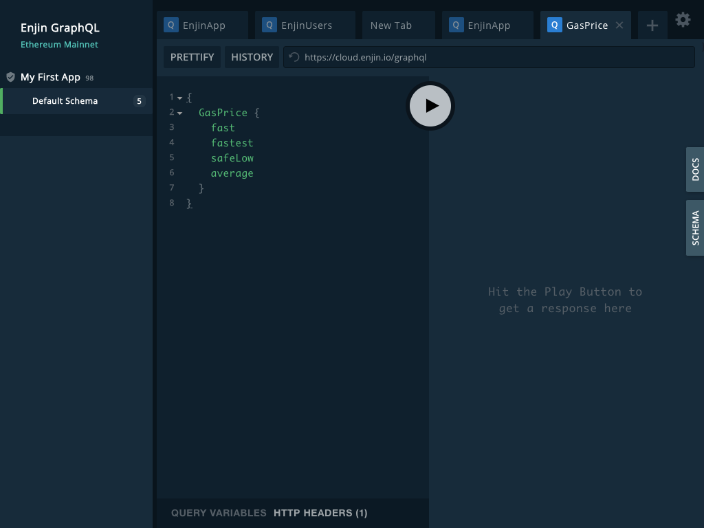 Enjin GraphQL Playground